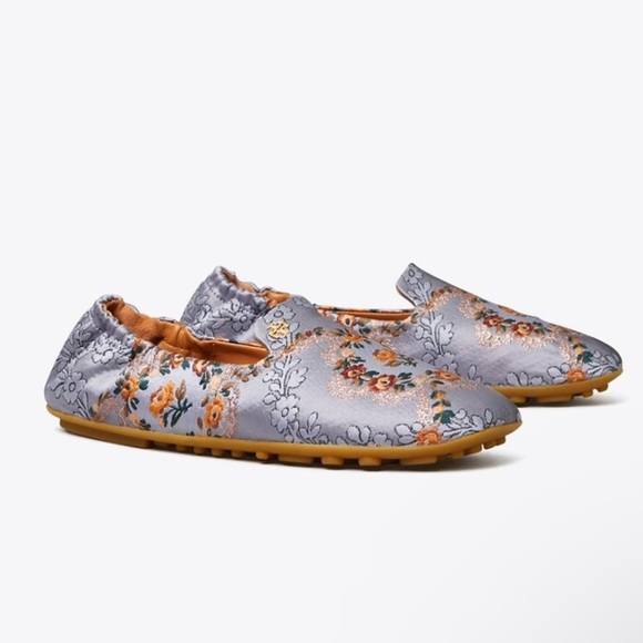 Tory Burch Soft Smoking Slipper in Sea Frost Flower Pattern size 10 - Picture 1 of 3